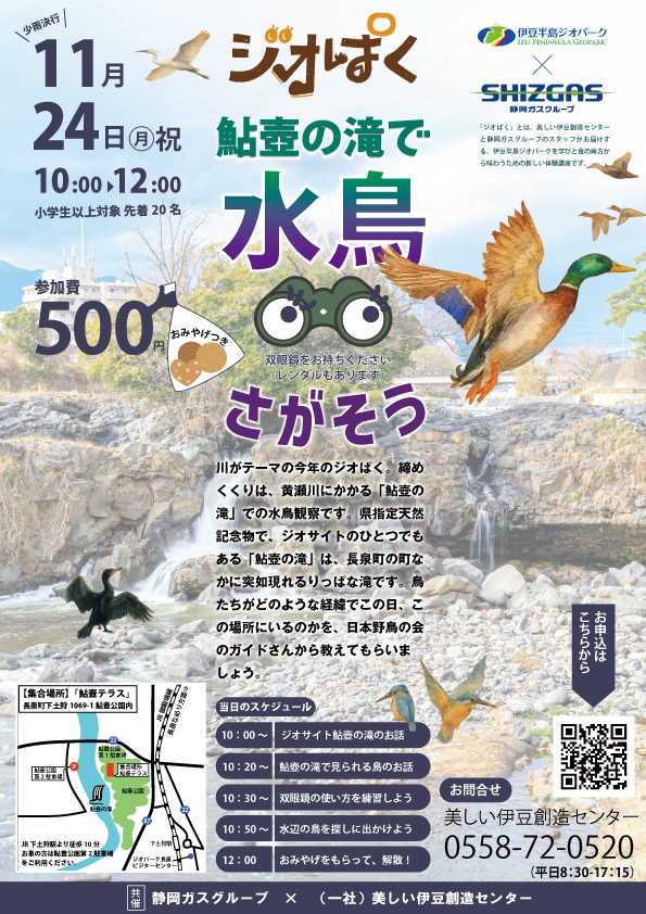 11/24（土）ジオぱく「鮎壺の滝で水鳥さがそう」を開催します | 南から